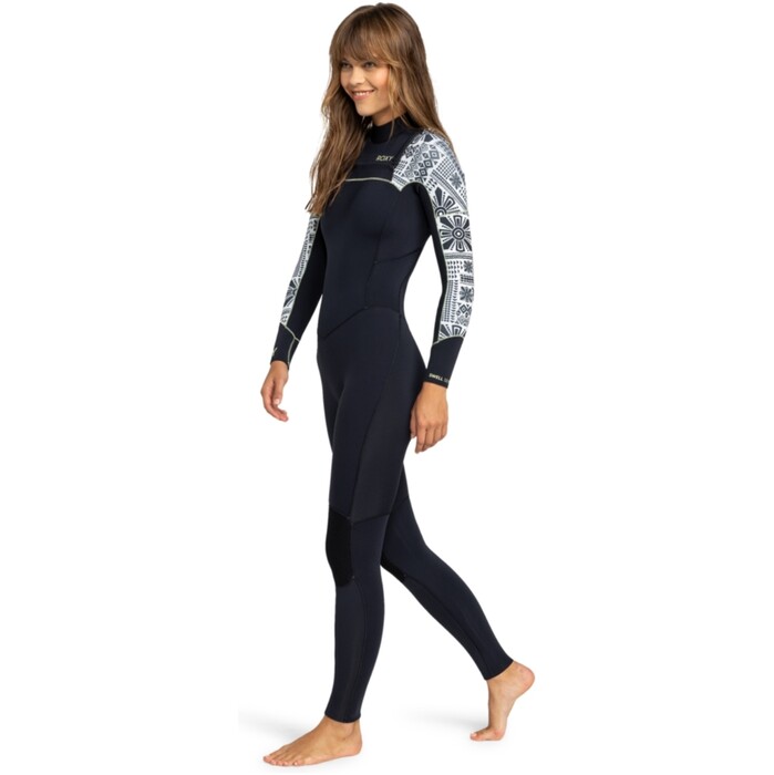 2024 Roxy Mujer Swell Series 5/4/3mm Chest Zip Neopreno ERJW103128 - Egret Mo Rockin Vibes